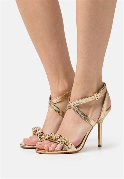 white and gold michael kors saddle heels|Michael Kors high heels sandals.